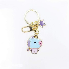 Solomon Shoji BT21 Metal Yurayura Key Chain Cute Star Wobble Key Chain Key Ring Decoration Accessory (MANG)