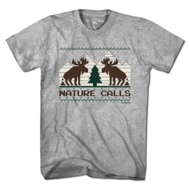 Chowdaheadz Nature Calls Christmoose T-Shirt - Unisex Vintage Tee Soft Cotton Blend