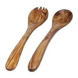 Kremers 7002 Olive Wood Salad Servers Round Approx. 30 cm