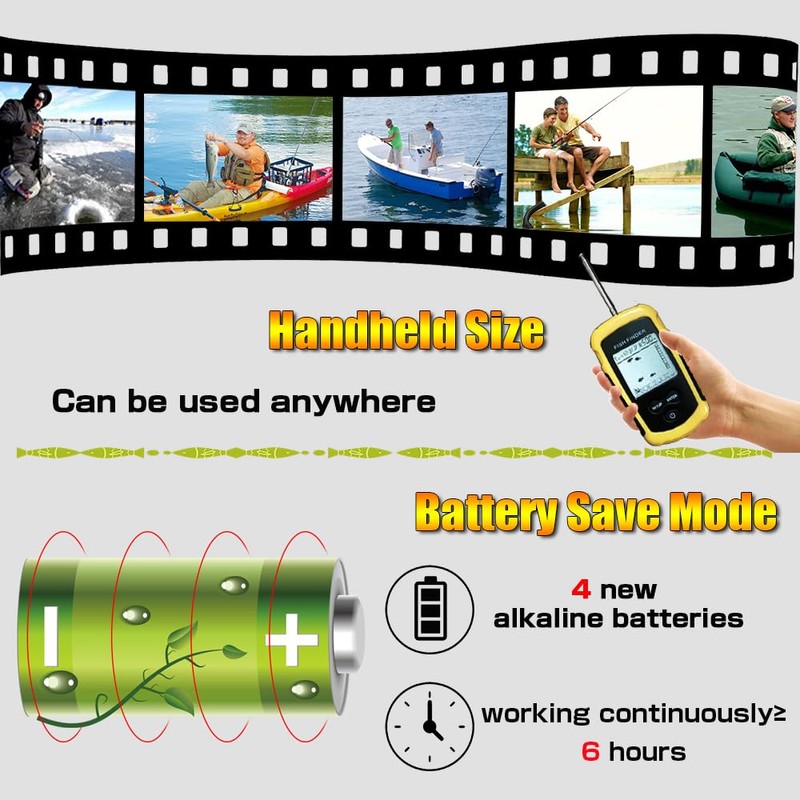 LUCKYLAKER Sonar Handheld Fish Finder Transducer Portable Water Depth Finder