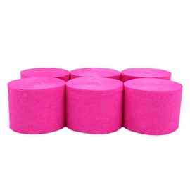 ANCLLO 6 Rolls 4.5cm x 25m Crepe Paper Party Streamers Backdrop Hanging Decorations for Birthday Party, Wedding and Festival Decorations (Rose Red)