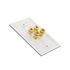 Selby Budget 2 Speaker Cable Wall Plate Wallplate DIY Home Theatre Hi-Fi White