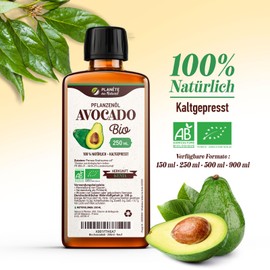 Avocado Oil Organic 250 ml - 100% Organic, Pure, Natural & Cold Pressed