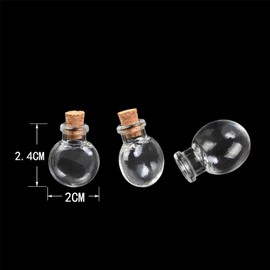 TAI DIAN Mini Oblate Glass Bottles Pendants Small Wishing Bottles with Cork Arts Jars for Necklace Pendants 10pcs (10, Oblate)
