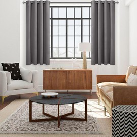 DWCN Grey Short Curtains for Small Window, Blackout Curtains for Bedroom, Kitchen, Basement, 36 Inch Thermal Insulated Curtains Drapes - Set of 2 Panels, 42W x 36L Inches Long, Grey