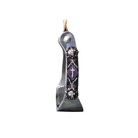 Polished Aluminum Barrel Racing Show Purple Black Cross Beaded Saddle Stirrups 3" Neck