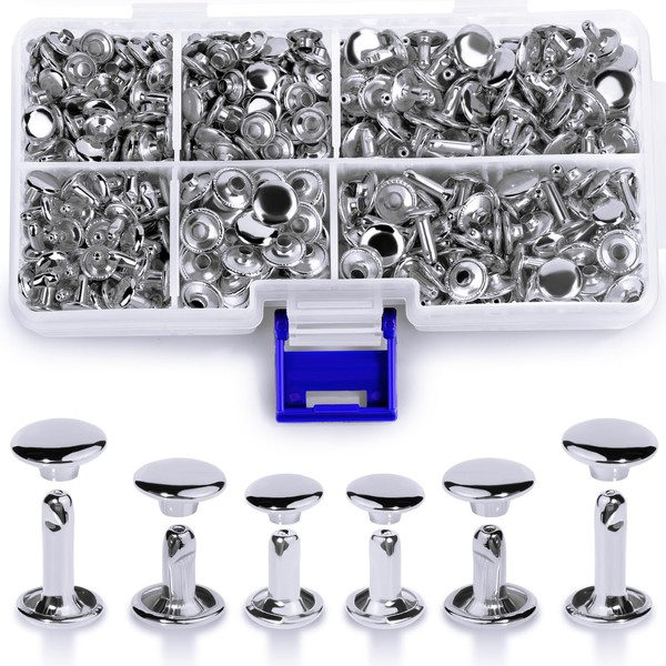 300 Sets Leather Rivets, 3 Sizes Leather Rivets with Double