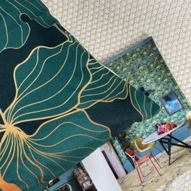 Niulaa Cushion Cover 50 x 50 cm, Set of 4, Dark Green Gold Decorative Cushion Cover, Natural Country House Style, Decorative Sofa Cushion, Linen Cushion Covers with Motif for Sofa, Couch, Living Room