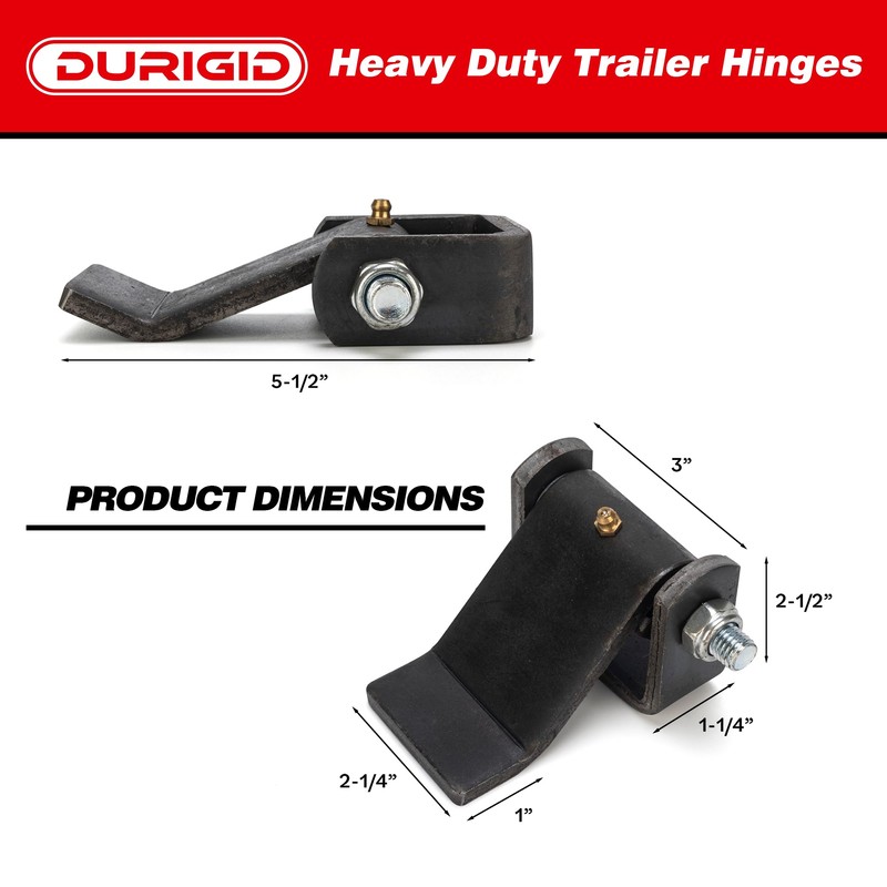 DURIGID Dump Trailer Hinges Door Hinge with Zerk Grease Fitting,