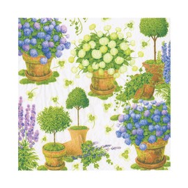 Caspari Potted Hydrangeas Luncheon Napkins - 20 Luncheon Napkins per Pack