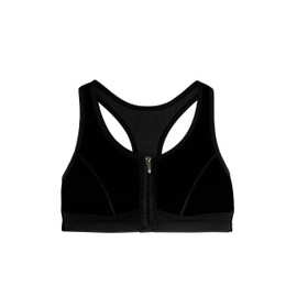 Dorina Women's Extreme Sports Bra - Unpadded, Quick-Drying Micro Fabric, Front Zip and Racerback Design for High Intensity Support, Black