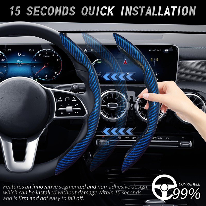 WOCOCN 2pcs Car Steering Wheel Cover,Anti-Skid Carbon Fiber Steering Wheel