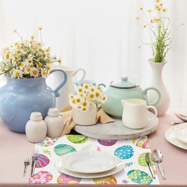 Bonhause Easter Placemats Set of 4, Easter Eggs Rabbit Spring Place Mats Washable Place Mats for Kitchen Table Decoration Indoor Holiday Party Decor 30 x 45 cm