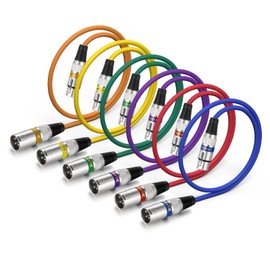 EBXYA 2Ft XLR Cable, Short Microphone Cable 6 Multicolored Color Packs 2 Ft