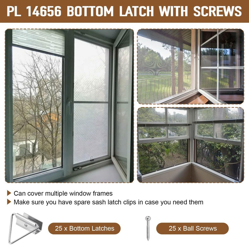 25 Pack PL 14656 Window Screen Bottom Latches Replacement for