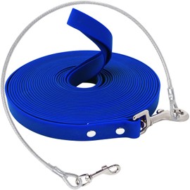 Waterproof Recall Lead for Dogs, with Chew Proof Tie-Out Leads, 3-30 m, Waterproof Training Lead for Large to Small Dogs, Robust Dog Lead (Blue, 5 m)