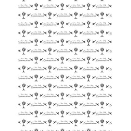 4 Sheets of First Holy Communion Wrapping Paper Girls Boys Unisex Chalice and Dove White