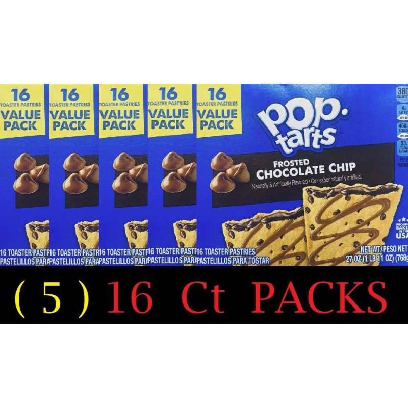 Kellogg's 5x Kellogg's Pop Tarts FROSTED CHOCOLATE CHIP Toaster Pastries