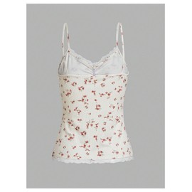 SOLY HUX Women's Y2k Floral Print Camisole Fairy Cute Lace Trim Cami Top Coquette Summer Vest Tops Apricot Floral Small