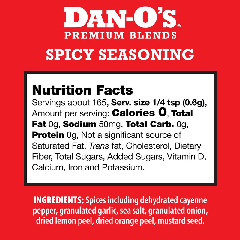 Dan-O's Spicy Seasoning, 3.5 oz Bottle, Hot Seasoning for Chicken,