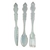 Zeckos Galvanized Grey Metal Fork, Spoon, and Knife Farmhouse Kitchen