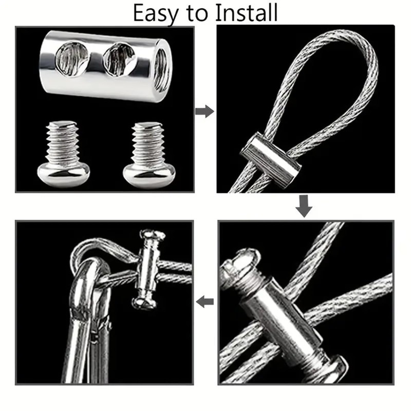 8 Pieces Wire Rope Grips,Wire Rope Clips for 1-2 mm