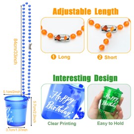 Shot glasses,Happy Birthday Shot Glass Necklace on Beaded Plastic Shot Necklace Cup Naughty Shot Glass Favors for Adults Teens Birthday Wedding Party Supplies,6 Styles (Multi Color)-24 PCS