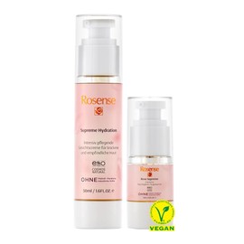 Rosense Duo Set for Dry/Sensitive Skin: Moisturising Face Cream 50 ml with Hyaluronic Acid, Eye Serum 15 ml - Vegan, Paraben-Free, Dermatologically Tested