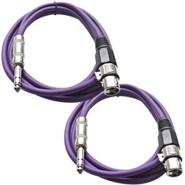 Seismic Audio - SATRXL-F6-2 Pack of 6 Foot 1/4 Inch TRS to XLR Female Patch Cables - Balanced - 6 Foot Patch Cord - Purple and Purple
