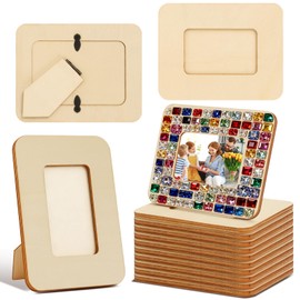 RYKOMO 12 Pack Mini Wooden Picture Frames for Crafts, 2" x 3" Mini Wood Photo Frame Small Unfinished Standing Photo Frames Tabletop Frame Decorate for MotherDay,FatherDay Gifts Wedding Birthday Party