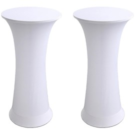 Shiningirl 2 Pack of Round Spandex Stretch Cocktail Elastic Fitted Tablecloth 24x43 Inch Round Highboy Table Covers for Wedding Bar Pub Pool Banquet Party Anniversary