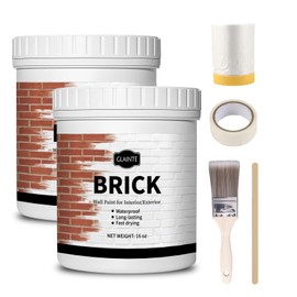 GLAINTE Brick Transformation Paint for Brick, Fireplaces, Walls, and Concrete, Interior/Exterior, 32 oz Kit, White, Included Tools