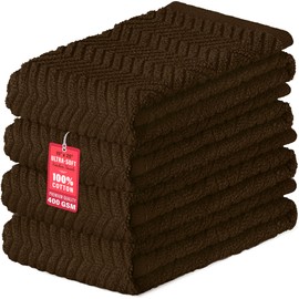 DecorRack 100% Cotton Kitchen Towels, 15" x 25" Absorbent Dish Towels [Premium Quality 400 GSM] Coffee (Pack of 4)