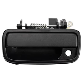 TRQ Metal Reinforced Front Left Exterior Door Handle Black Black, Textured, Plastic & Steel Driver Side Compatible with 1995-2004 Toyota Tacoma