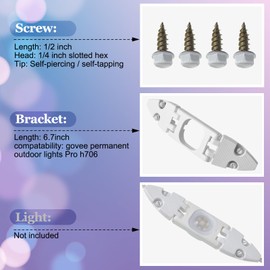 Cinnvoice Gable Bracket Compatible with Govee Pro H706 Permanent Outdoor Lights Hinged Design Works with a Variety of Roof Pitches Cable Management(White,6 Pack)