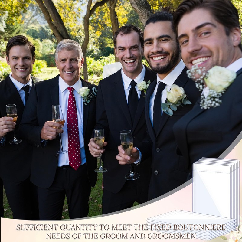 Riceshoot 15 Pcs Pocket Boutonniere Plastic Sleeve for Groom Groomsmen