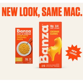 Banza Shells & White Cheddar Mac and Cheese - High Protein, Gluten Free, and Lower Carb Protein Mac and Cheese - 5.5oz
