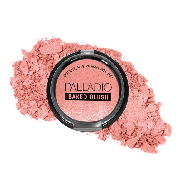 Palladio Baked Blush, Berry, 2.5g, Highly Pigmented and Shimmery Powder Blush, Apply Dry for Natural Glow or Wet for Dramatic Radiance, Easy to Blend Makeup Blush, Apply Blusher with Blush Brush