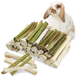 Tfwadmx Rabbit Chew Sticks 25PCS Sweet Bamboo Treats & 25PCS Papaya Stems Small Animal Snacks Bunny Chew Toys for Chinchilla Rabbit Guinea Pig Hamster Squirrel