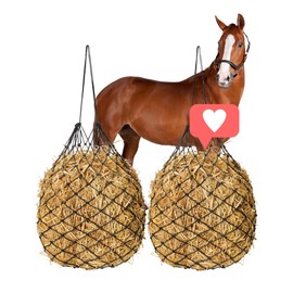 Slow Hay Bags for Horses-40 Length 2" Holes Slow Feed Hay Bags for Goats Horses Ponies-Adjustable Travel Feeder Improve Digestion Reduce Waste 2 Pack Black