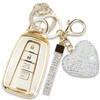 Simocky Key Fob Cover with Diamond Keychain for Toyota Car
