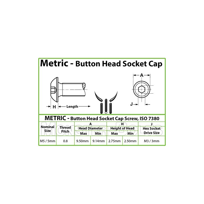 MonsterBolts - M5 x 25mm Button Head Socket Cap Screws,