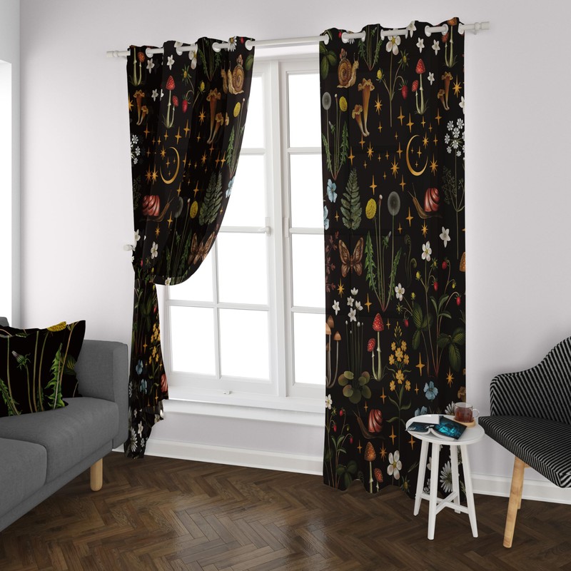 Moonslim Brown Gray Blackout Curtains, Grey Rustic Abstract Rustic Farmhouse