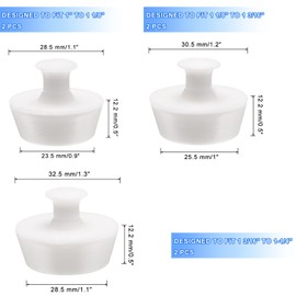 uxcell 6 Pcs Drain Stopper, Silicone Bathtub Stopper 1" to 1 1/8" Kitchen Sink Drain Stopper Bathroom Drain Plug with Handle for Laundry, Sink, Shower, Washbasin Cover