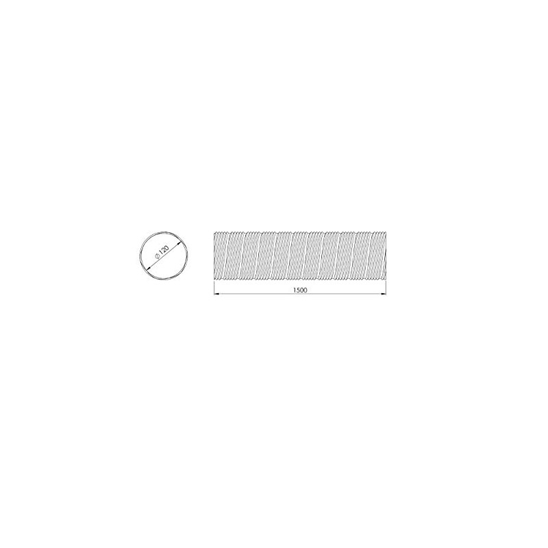 Diameter 120 mm Length 1.5 m White Aluminium Flexible Tube