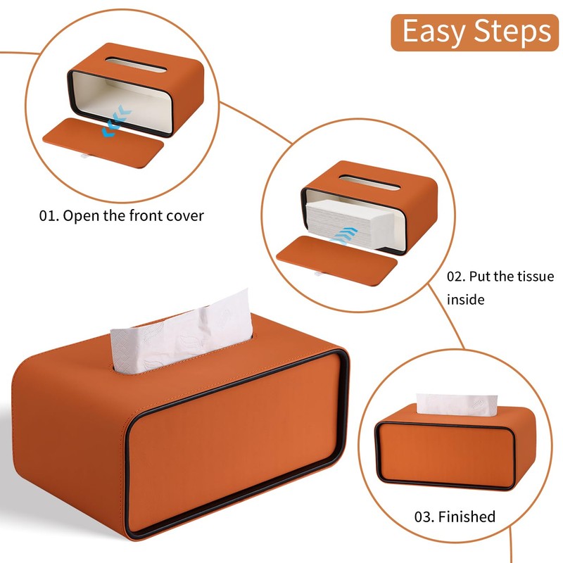 GORESE Tissue Box, Leather Rectangular Cosmetic Tissue Box, Paper Tissue