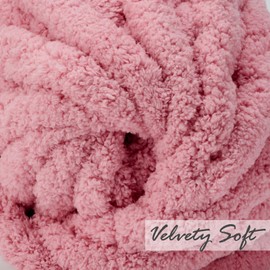 ERLYEEN Chenille Chunky Yarn Super Bulky Soft Thick Fluffy Jumbo Giant Washable Polyester Big Yarn DIY for Arm Knit Blanket Cushion Bed Sofa Home Decor,Leather Pink,0.55LB