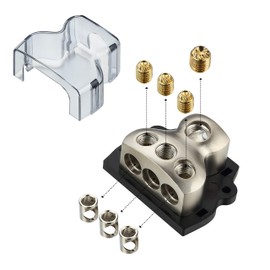 Freajoin 0/2/4 AWG Gauge Power Distribution Block 1/0 Gauge in -3 x 4 Gauge Out