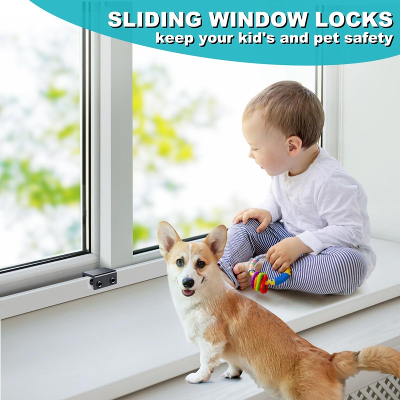 Window Locks for Sliding Windows(4 Sets)-Sliding Window Security Lock with