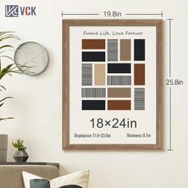 VCK 18x24 Poster Frame 5 Pack, Brown Walnut Wood Picture Frame, Exclusive Wood Grain, Wall Mounting Hanging